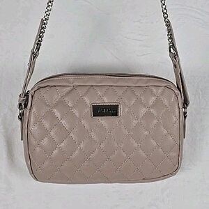 Bella Russo Shoulder Purse Beige Silver Chain Quilted Medium